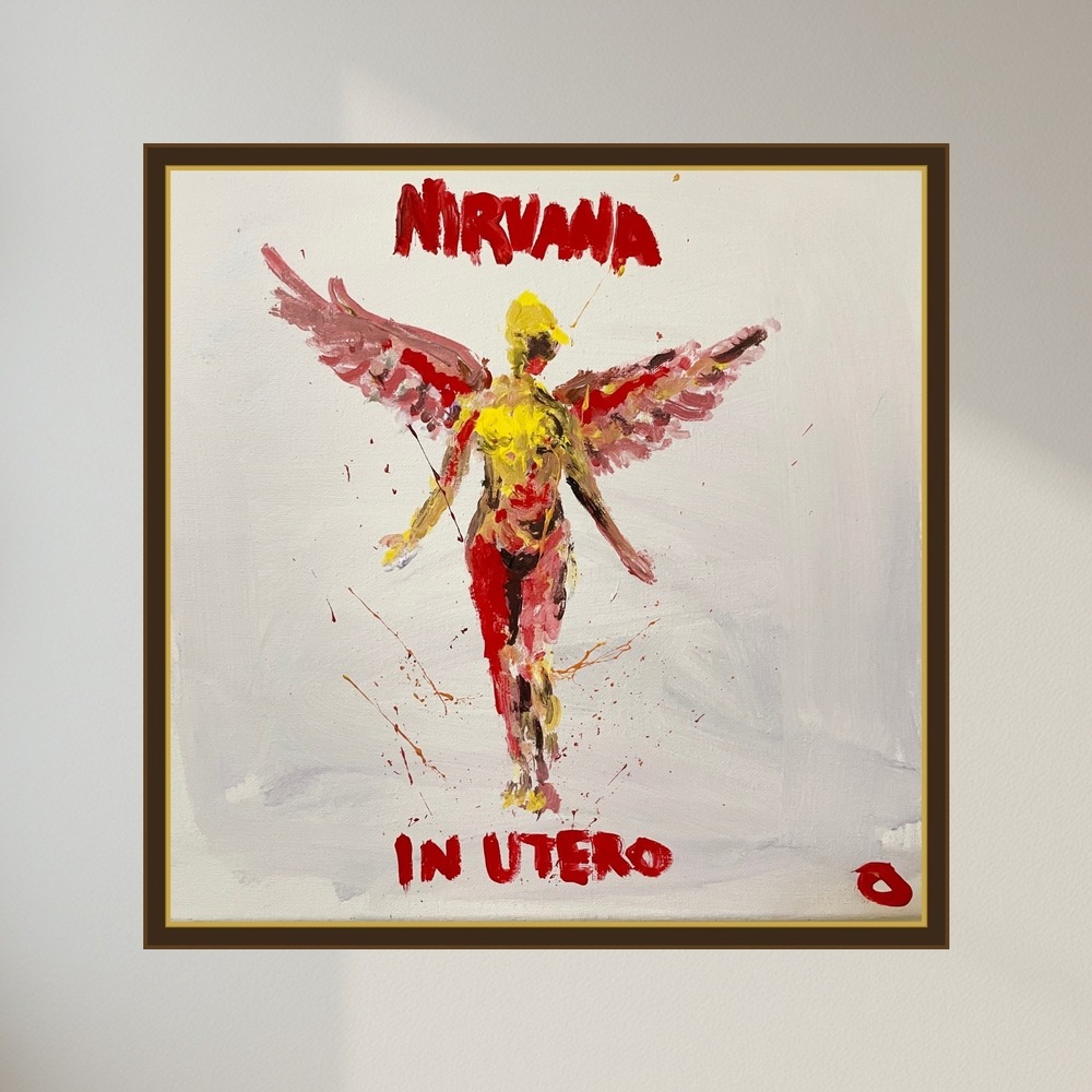 Oman Hosea Hand Painted Nirvana In Utero 12x12 Pop Art Acrylic Canvas Painting